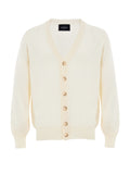 Gran Sasso White Worsted Wool Cardigan Sweater