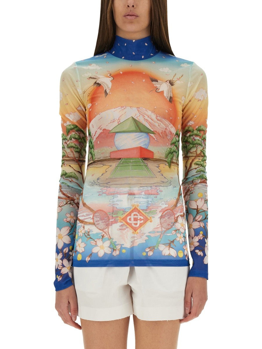 CASABLANCA "TENNIS CLUB" MESH TOP