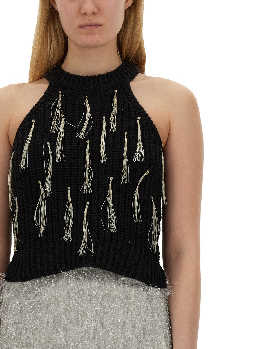 ALYSI TOP WITH FRINGE