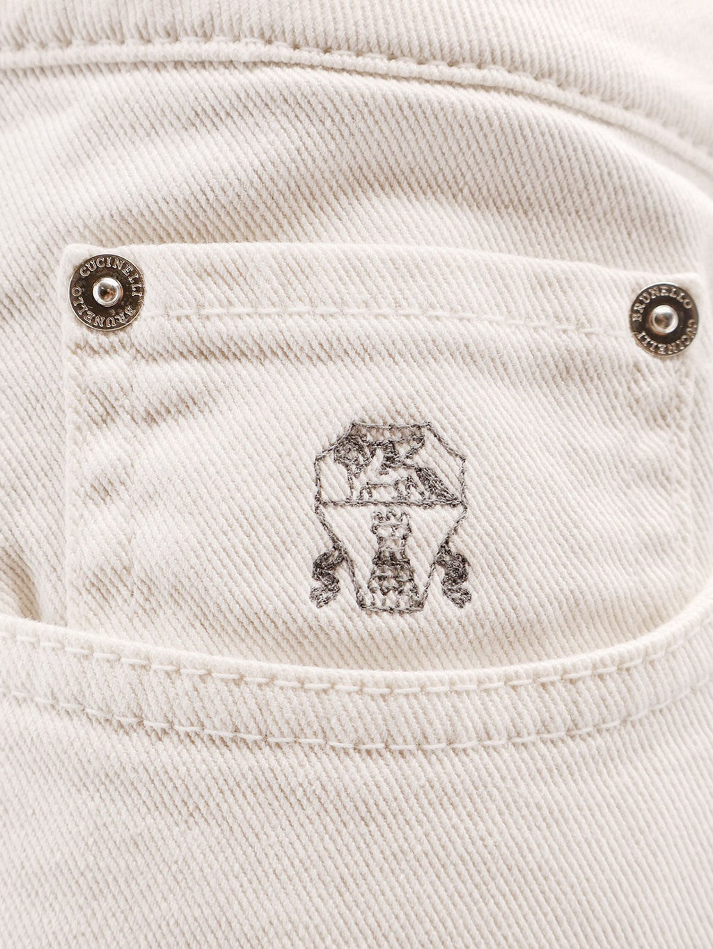 Brunello Cucinelli Traditional Fit white denim trousers