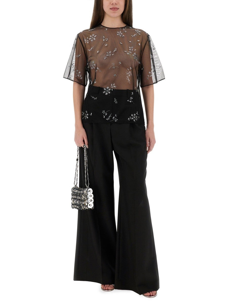 RABANNE TRANSPARENT TOP WITH APPLICATIONS