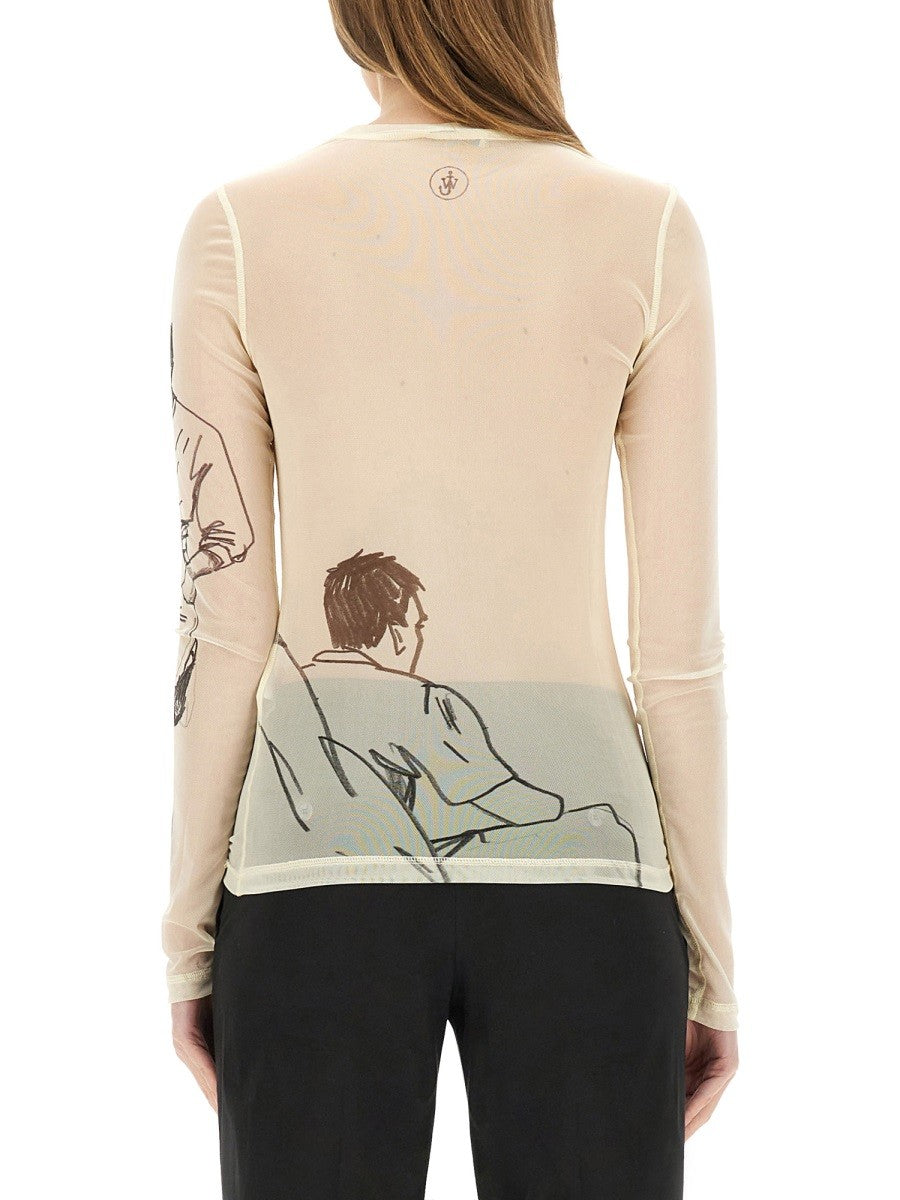 jw anderson TRANSPARENT TOP WITH PRINT
