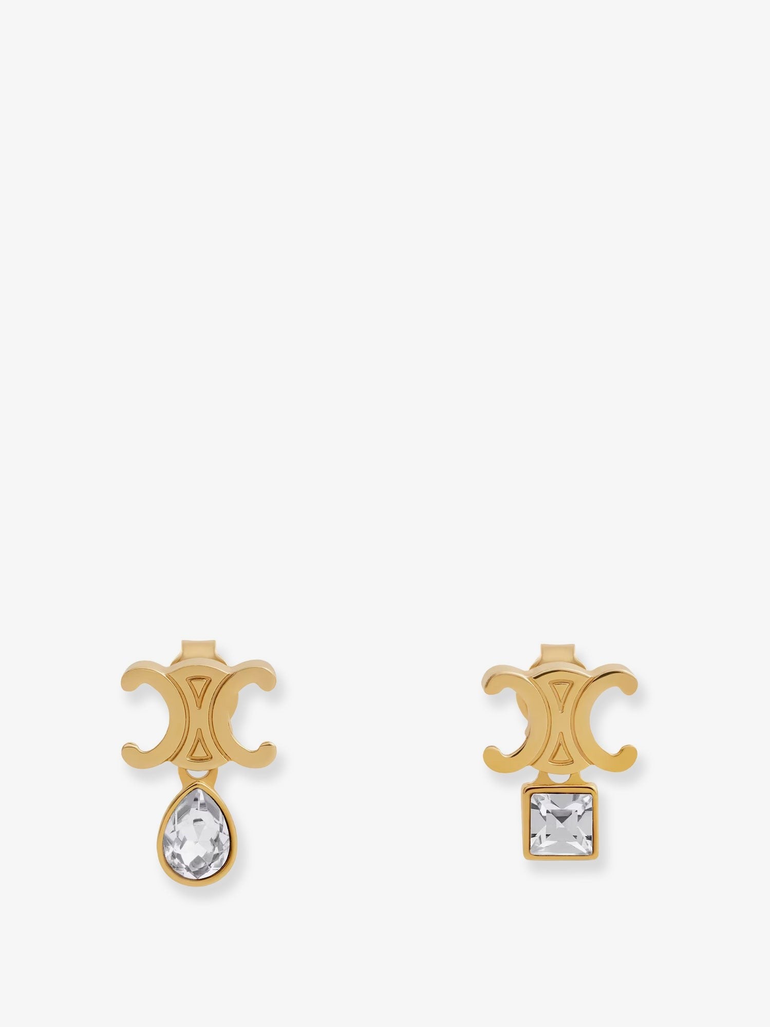 Celine Twinkle Triomphe metal earrings with rhinestones