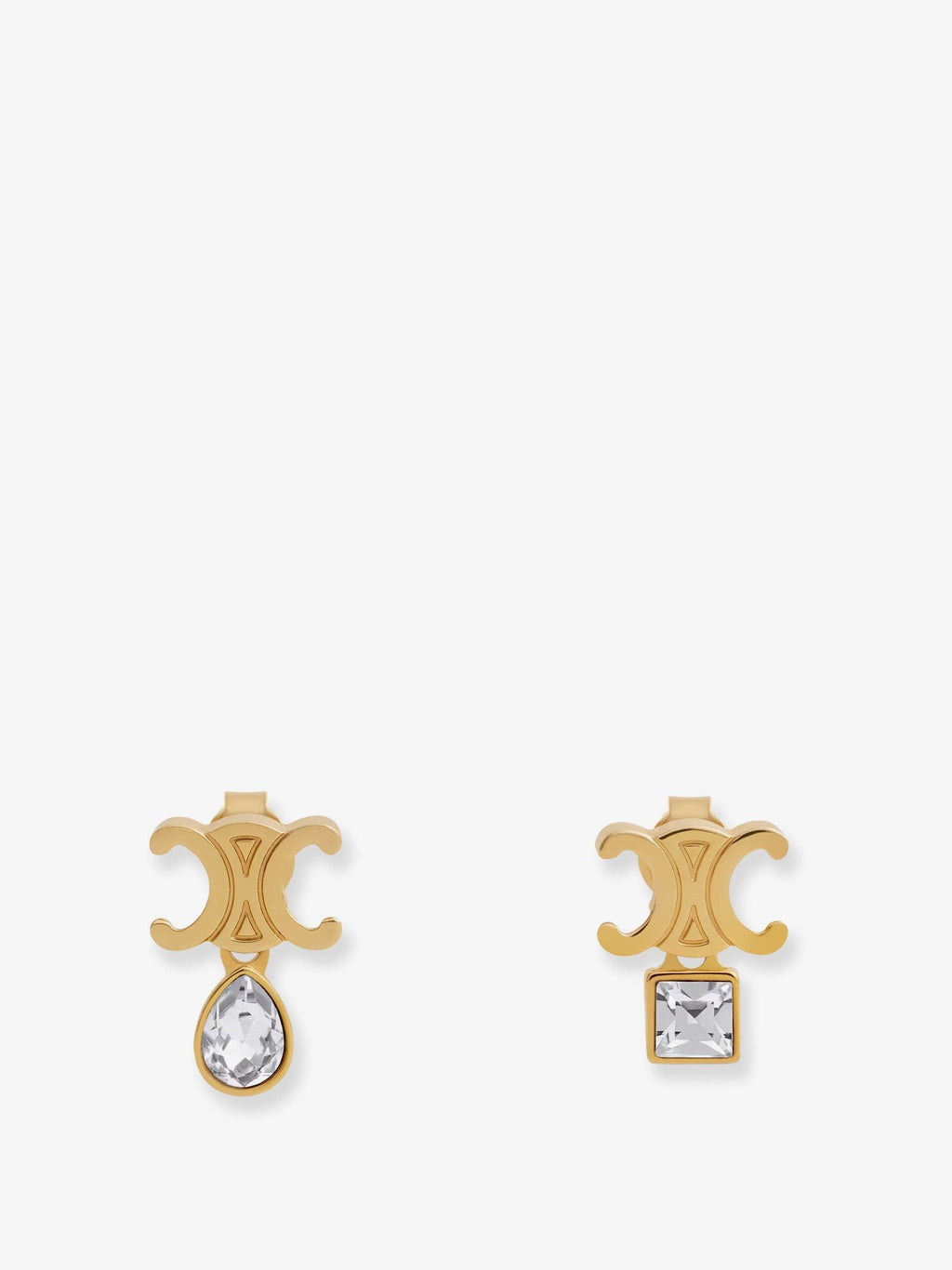 Celine Twinkle Triomphe metal earrings with rhinestones