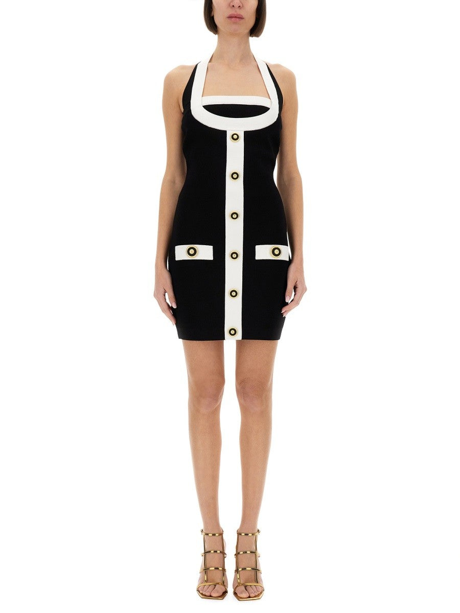 Balmain TWO-TONE DRESS WITH OPEN BACK