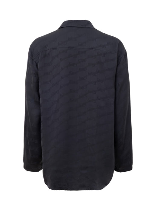 Balenciaga Dark Grey Allover Logo Oversized Homewear Shirt – Siebentaschen