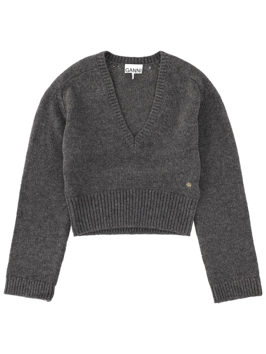 GANNI V-NECK SWEATER