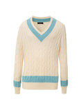 Gran Sasso White and Blue College V-Neck Sweater – Men – Siebentaschen