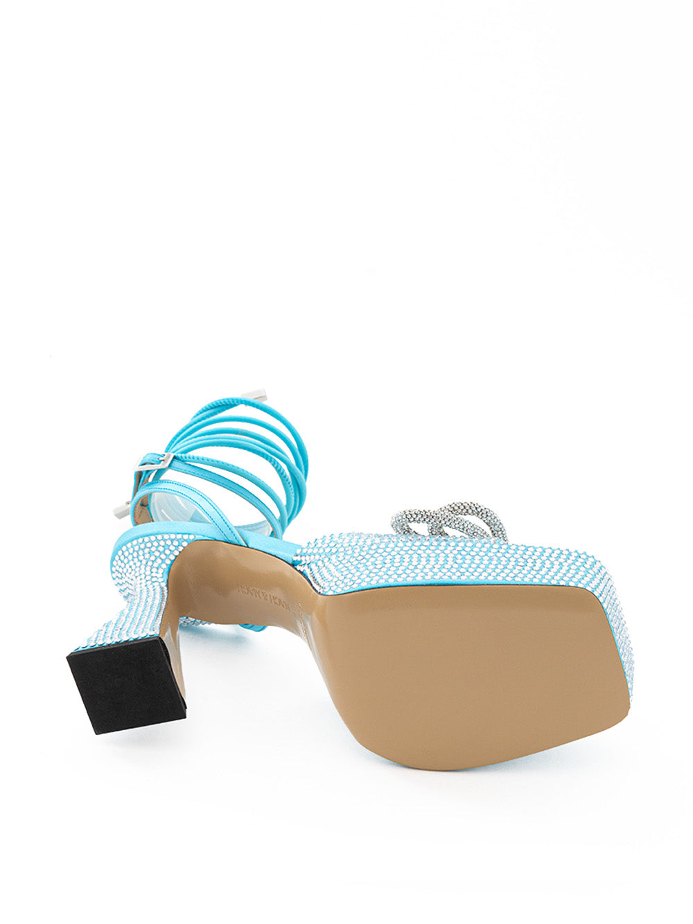 Light Blue Platform Sandals with Crystals Double Bow Mach & Mach