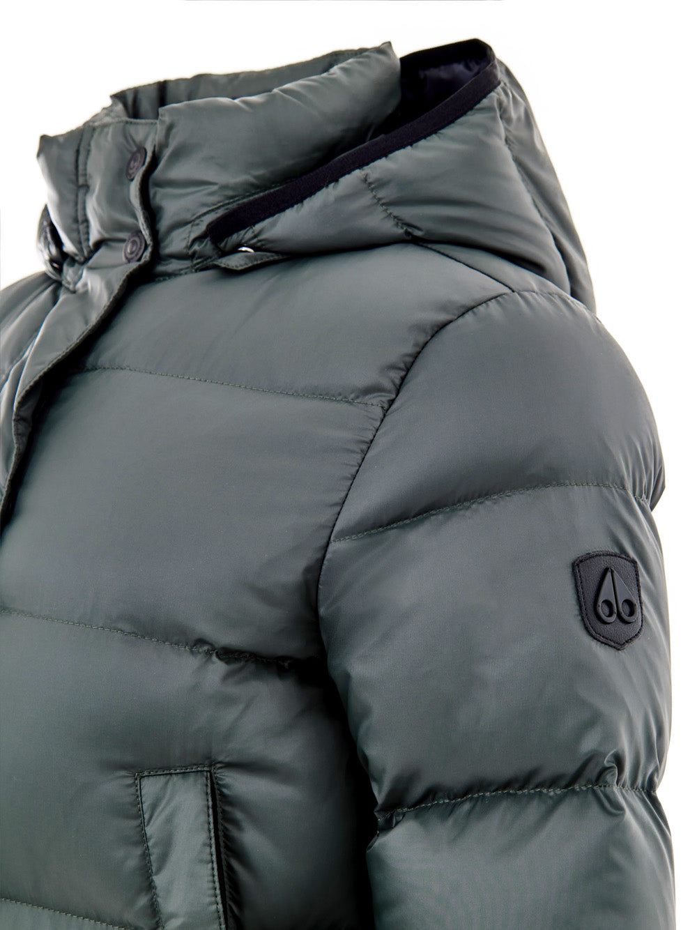 Moose Knuckles Green Long Padded Down Jacket