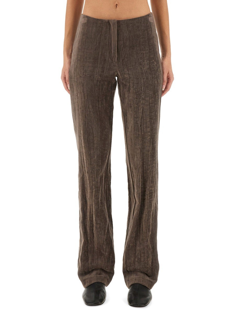 ALYSI VELVET "CRINKLE" SLIM PANTS