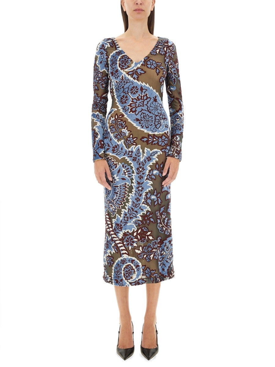 Etro VELVET JACQUARD TULLE DRESS
