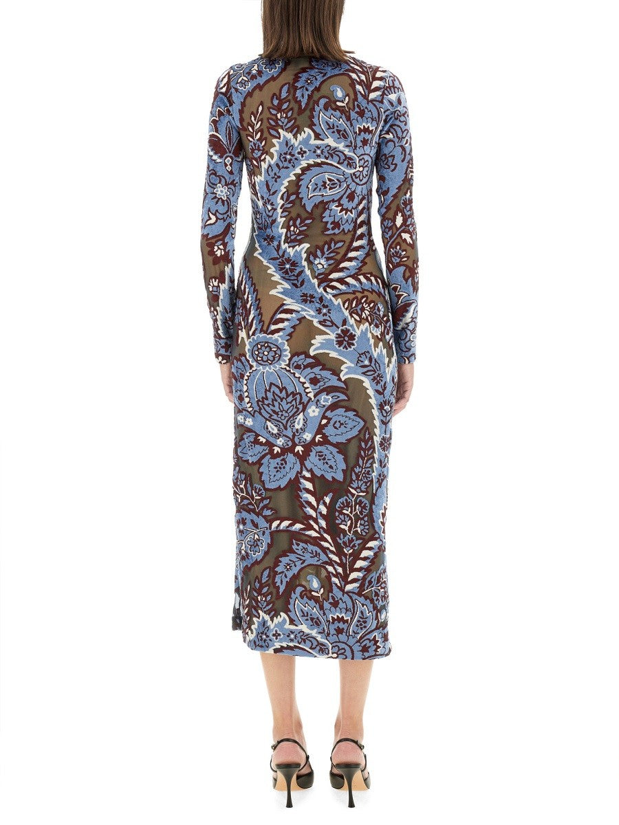 Etro VELVET JACQUARD TULLE DRESS
