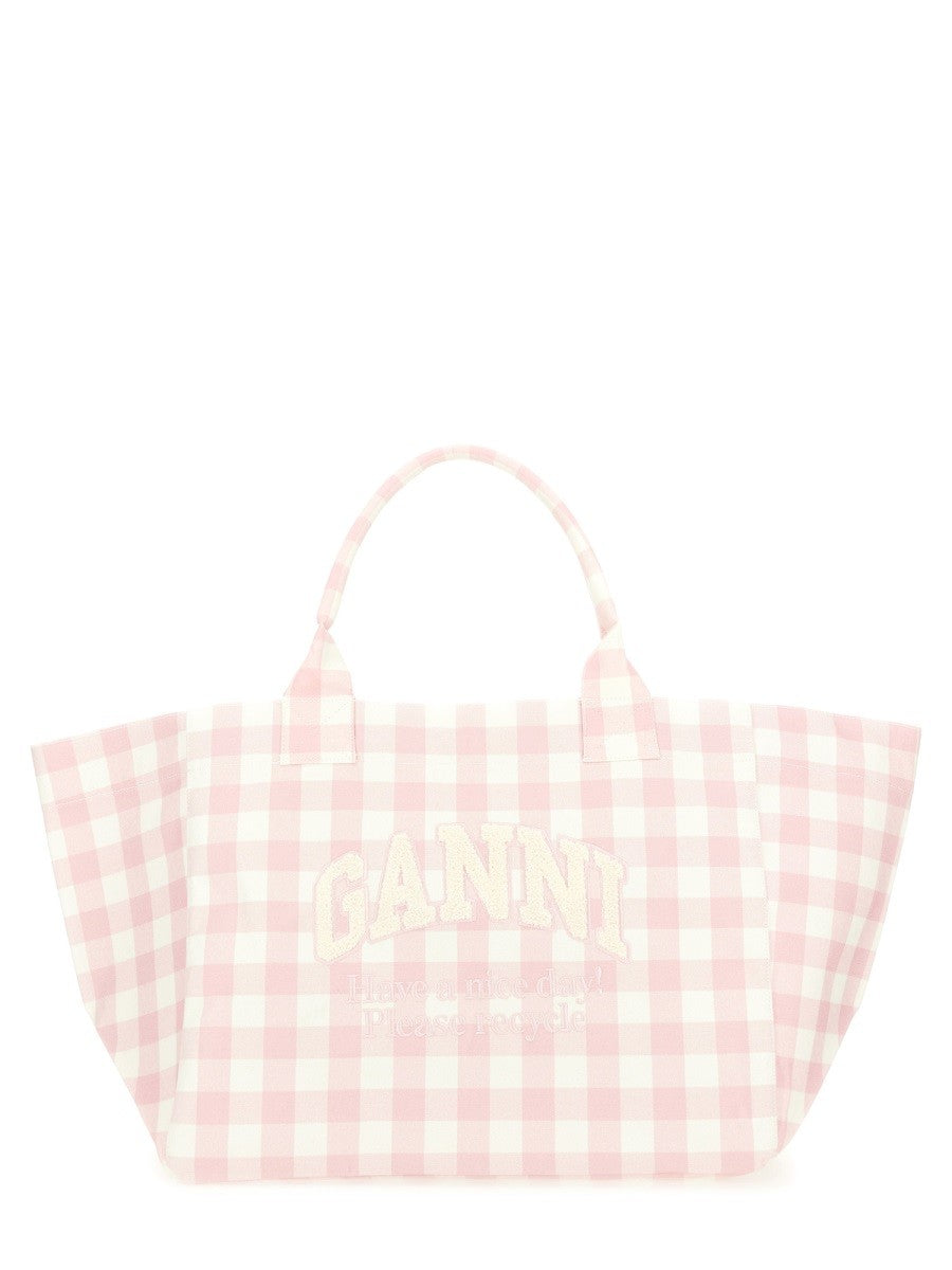 GANNI "VICKY CHECK XXL" TOTE BAG