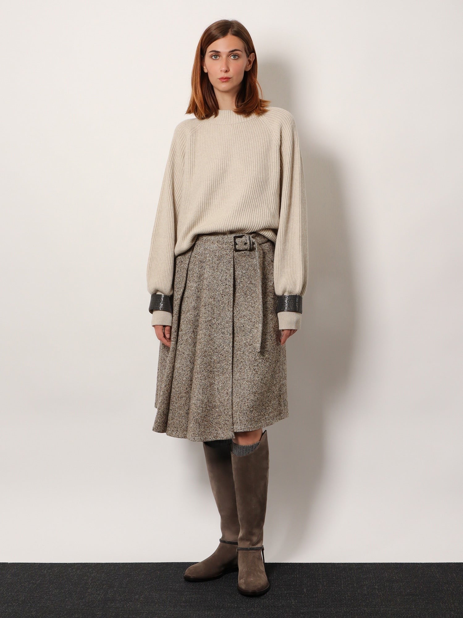 Brunello Cucinelli Virgin wool and silk midi skirt