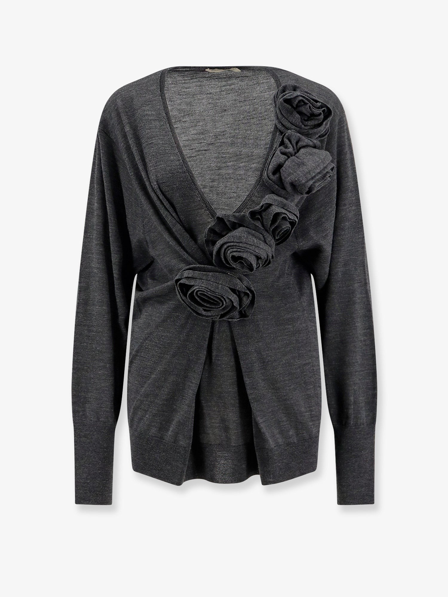 alberta ferretti Virgin wool sweater with ruffles