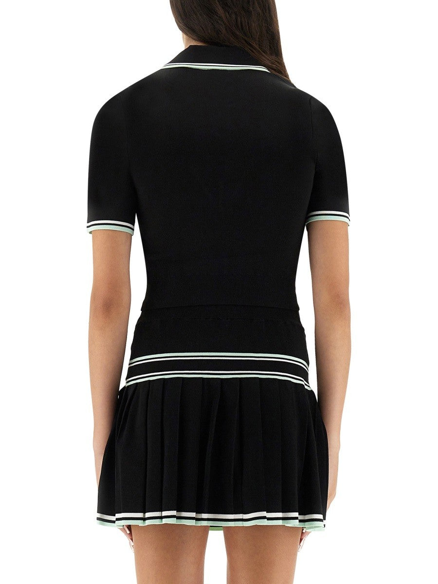 CASABLANCA VISCOSE V-NECK POLO SHIRT