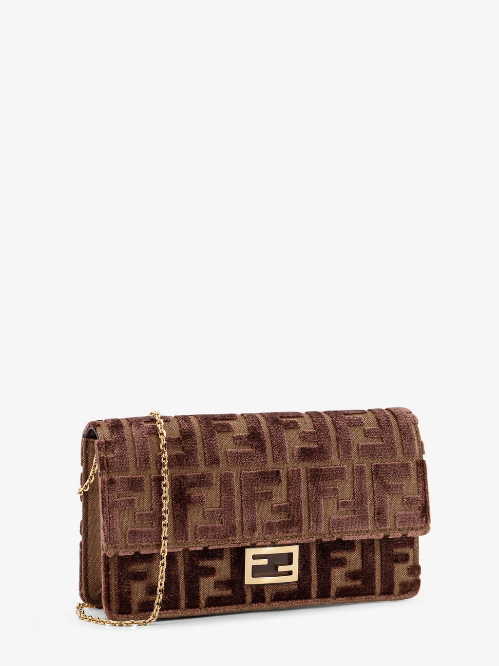 Fendi Wallet On Chain Baguette FF velvet jacquard bag
