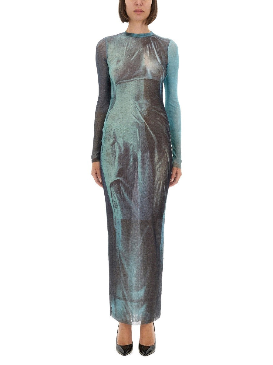 JEAN PAUL GAULTIER "WATER" MESH LONG DRESS