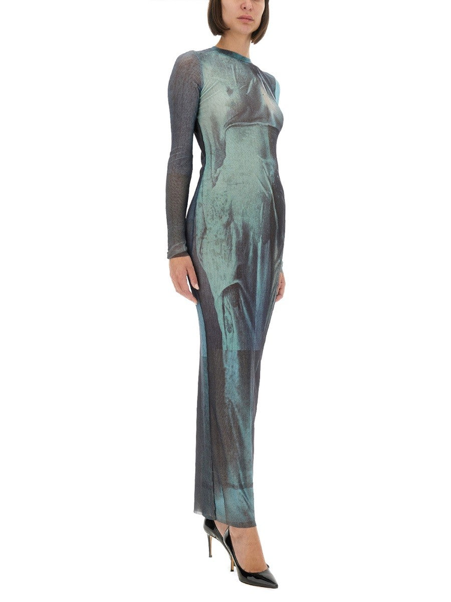JEAN PAUL GAULTIER "WATER" MESH LONG DRESS