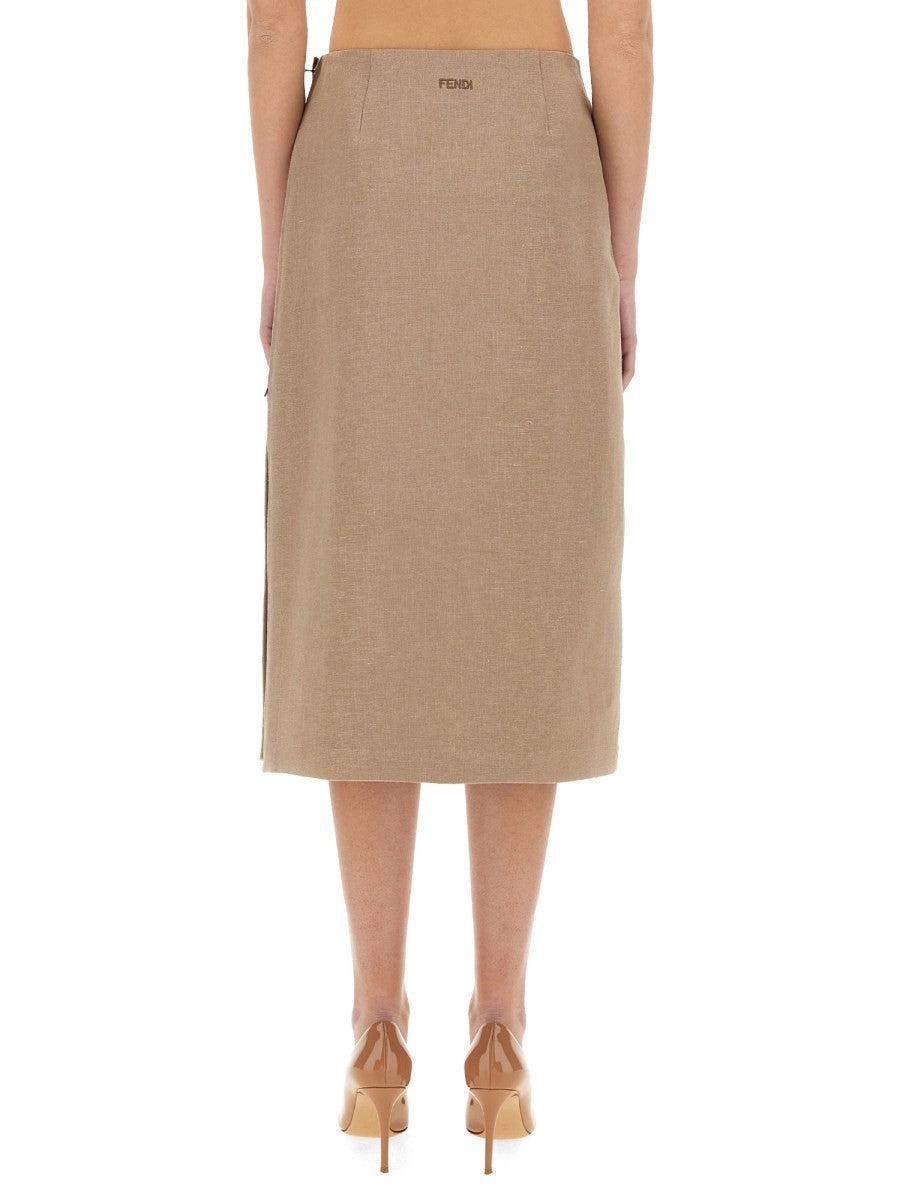 Fendi WAXED LINEN SKIRT