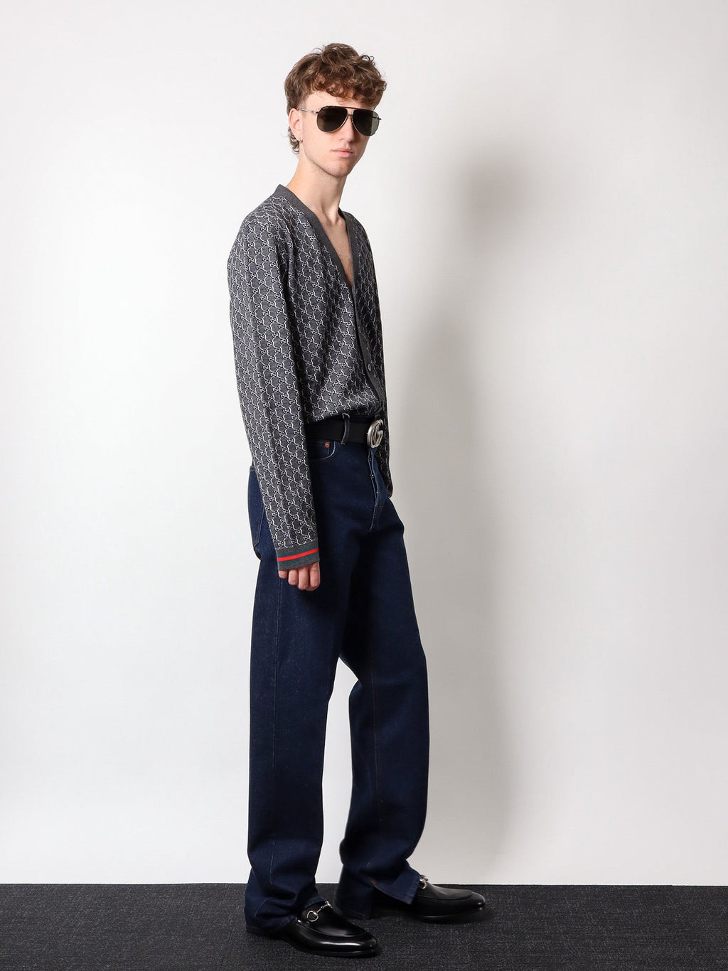 Gucci Wool and silk cardigan with gg motif