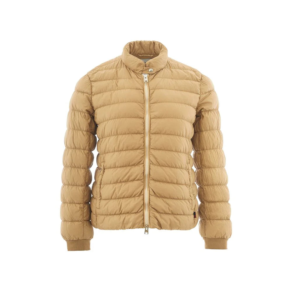Woolrich outdoor jacket beige padded lightweight insulated winter coat with zip closure