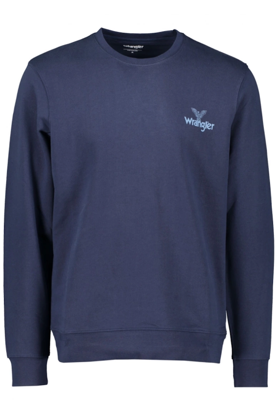 Wrangler men's navy sweatshirt with long sleeves and small logo on chest in comfortable fabric