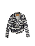Retrofête Black and White Denim Short Double-Breasted Jacket – Siebentaschen