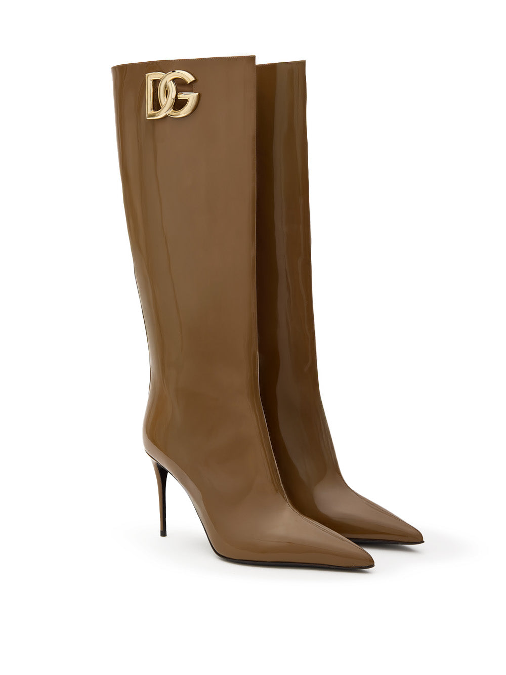 Dolce & Gabbana Brown Patent Leather High Boot