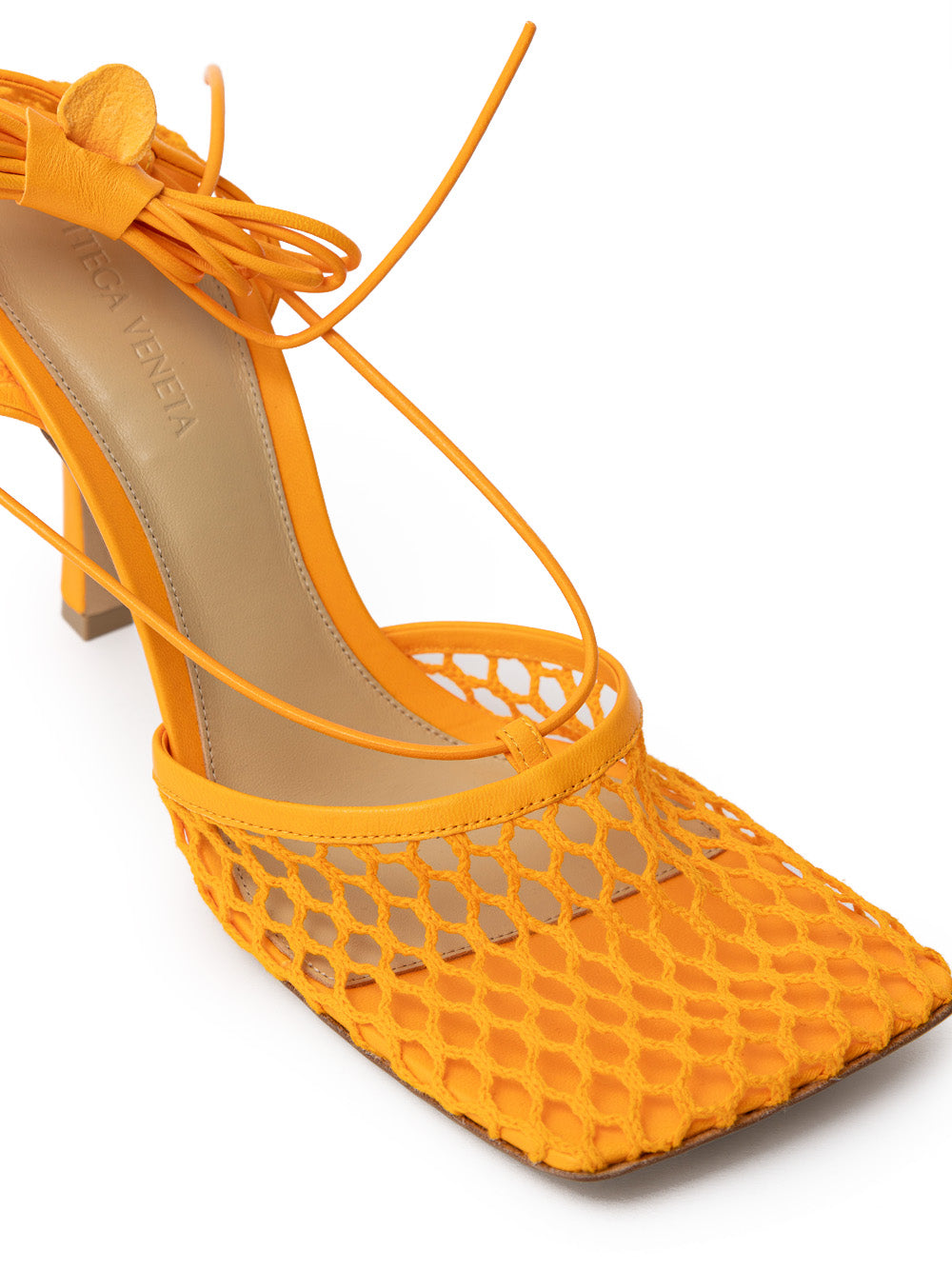 Bottega Veneta Orange Mesh Stretch Pumps