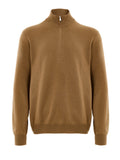Gran Sasso Brown Wool Half-Zip Mock Sweater