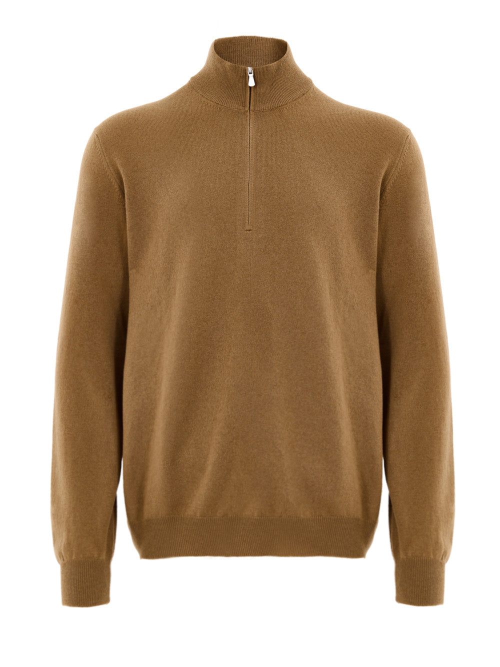 Gran Sasso Brown Wool Half-Zip Mock Sweater