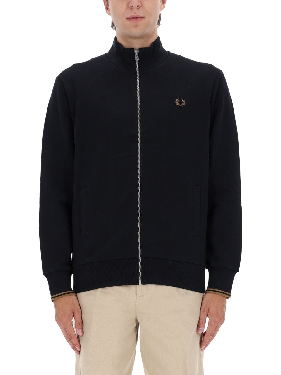 FRED PERRY ZIPPERED SWEATSHIRT WITH LOGO